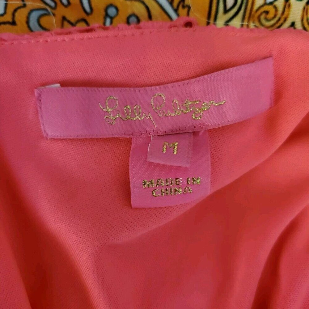 Lilly Pulitzer Alessa Romper Size Medium Crab Claw Coral Flowing Leaf Lace Pink - Picture 7 of 9